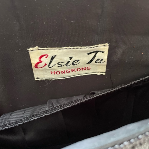 Vintage Elsie Tu Elaborate Hand Beaded Purse Clutch Hong Kong Black Gold - Picture 10 of 11